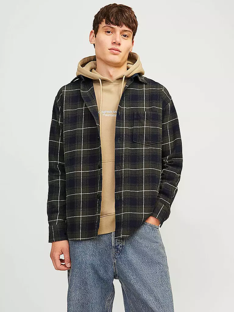 JACK & JONES | Flannelhemd Overshirt JORFREDERIKSBERG | schwarz