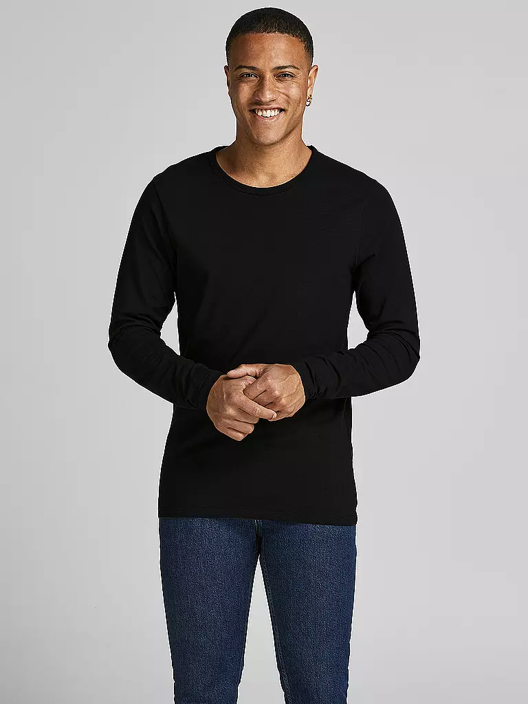 JACK & JONES | Basic Langarmshirt | schwarz