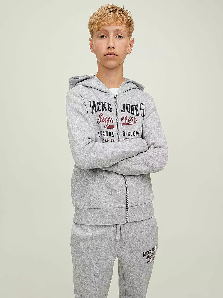 JACK & JONES | Jungen Sweatjacke JJELOGO | hellgrau