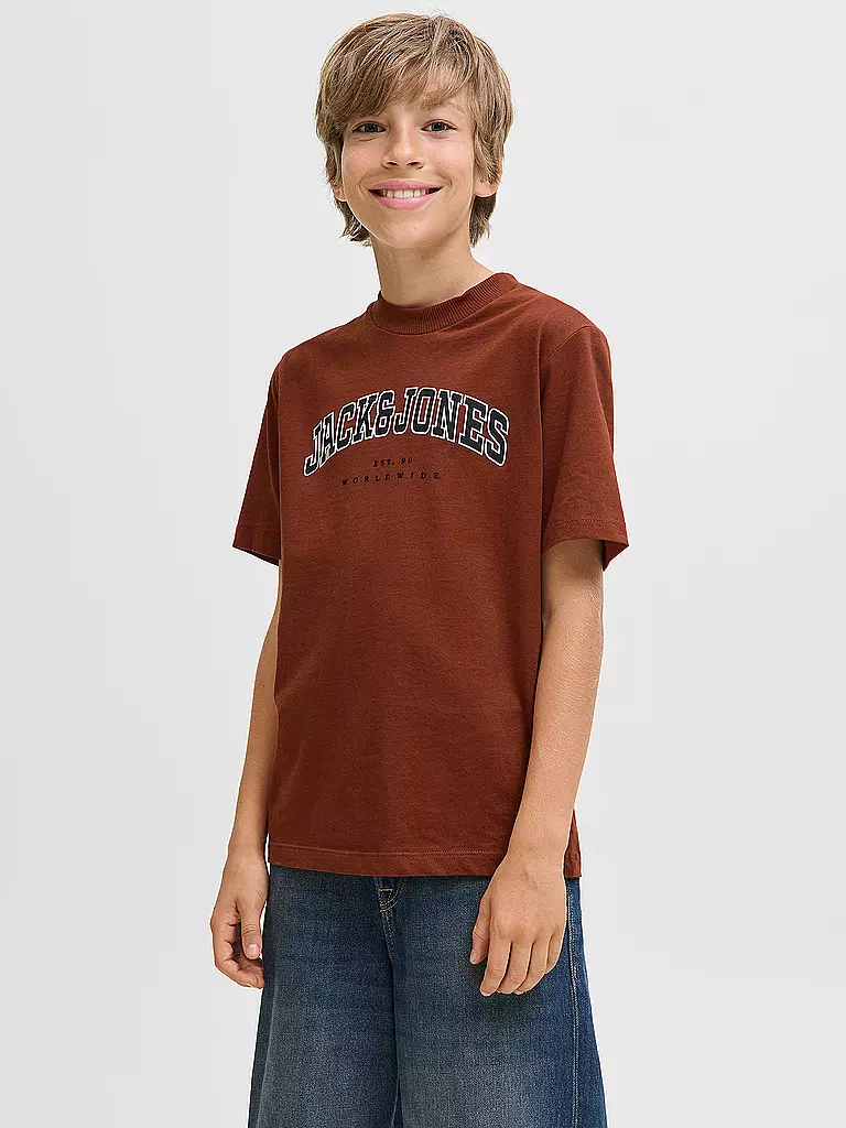 JACK & JONES | Jungen T-Shirt JJECALEB | dunkelrot
