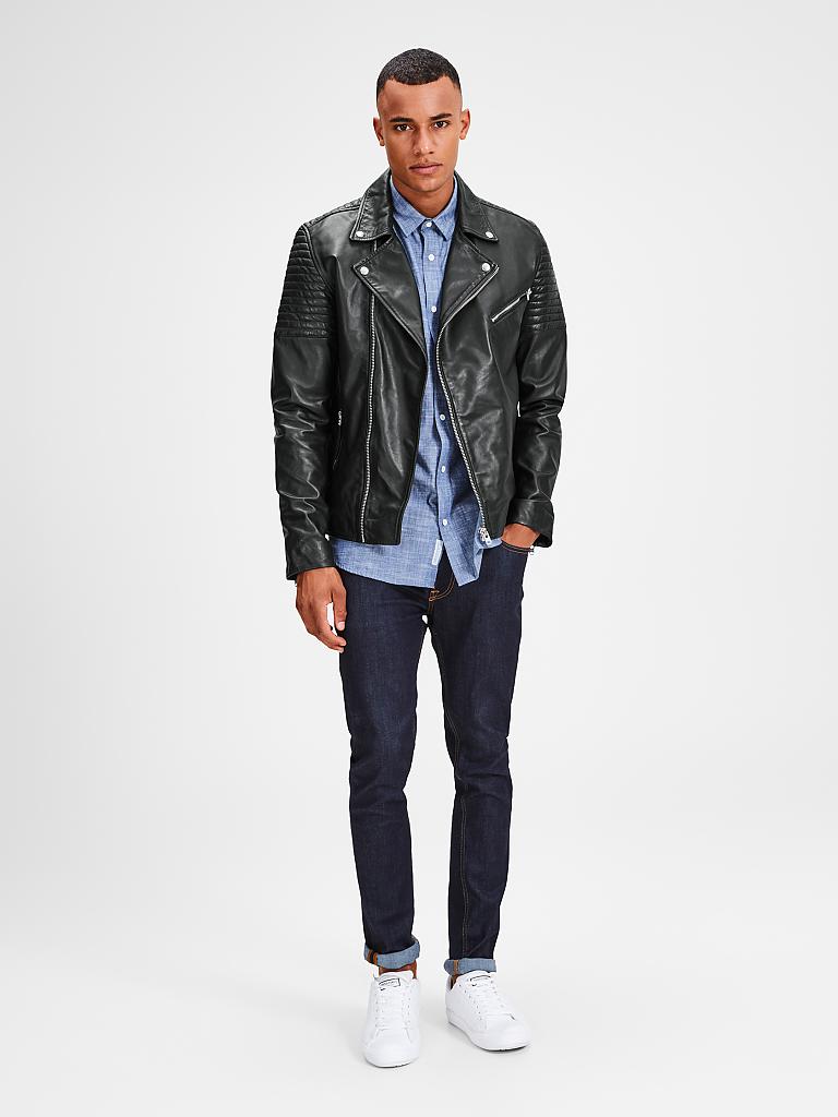 JACK & JONES | Lederjacke "Tulsa" | schwarz