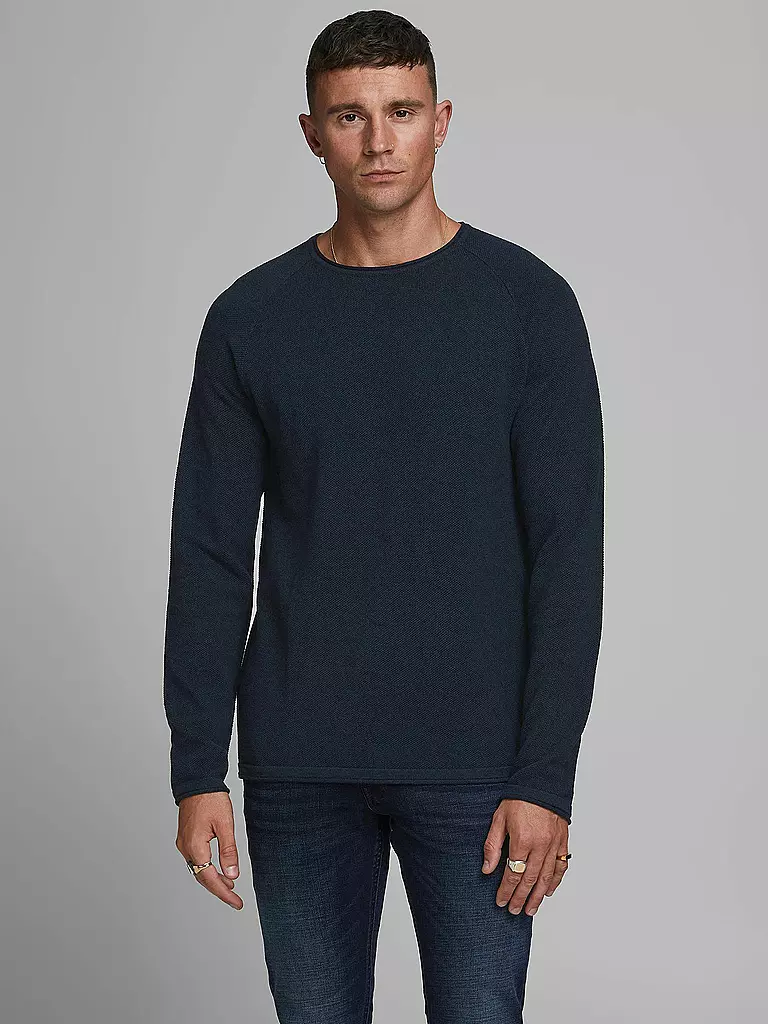 JACK & JONES | Pullover JJEHILL KNIT CREW | blau