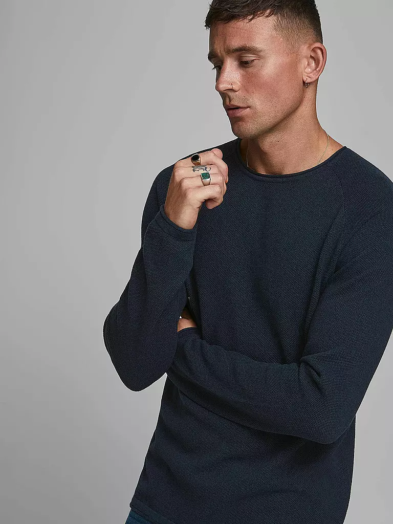 JACK & JONES | Pullover JJEHILL KNIT CREW | blau