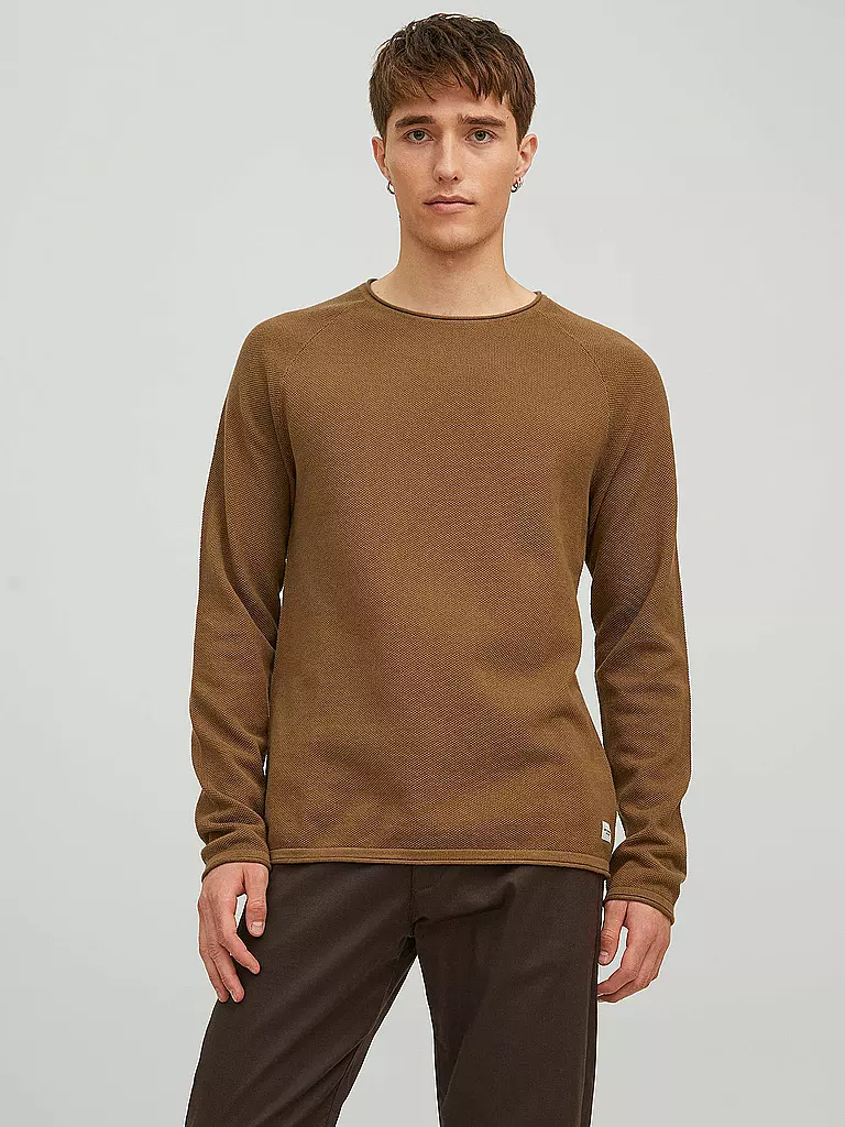 JACK & JONES | Pullover JJEHILL KNIT CREW | braun