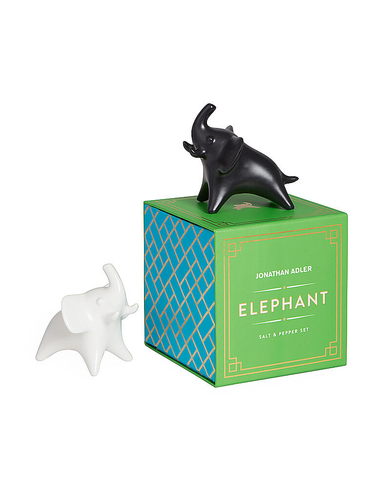 JONATHAN ADLER Salz und Pfefferstreuer Set ELEPHANT Black / White schwarz