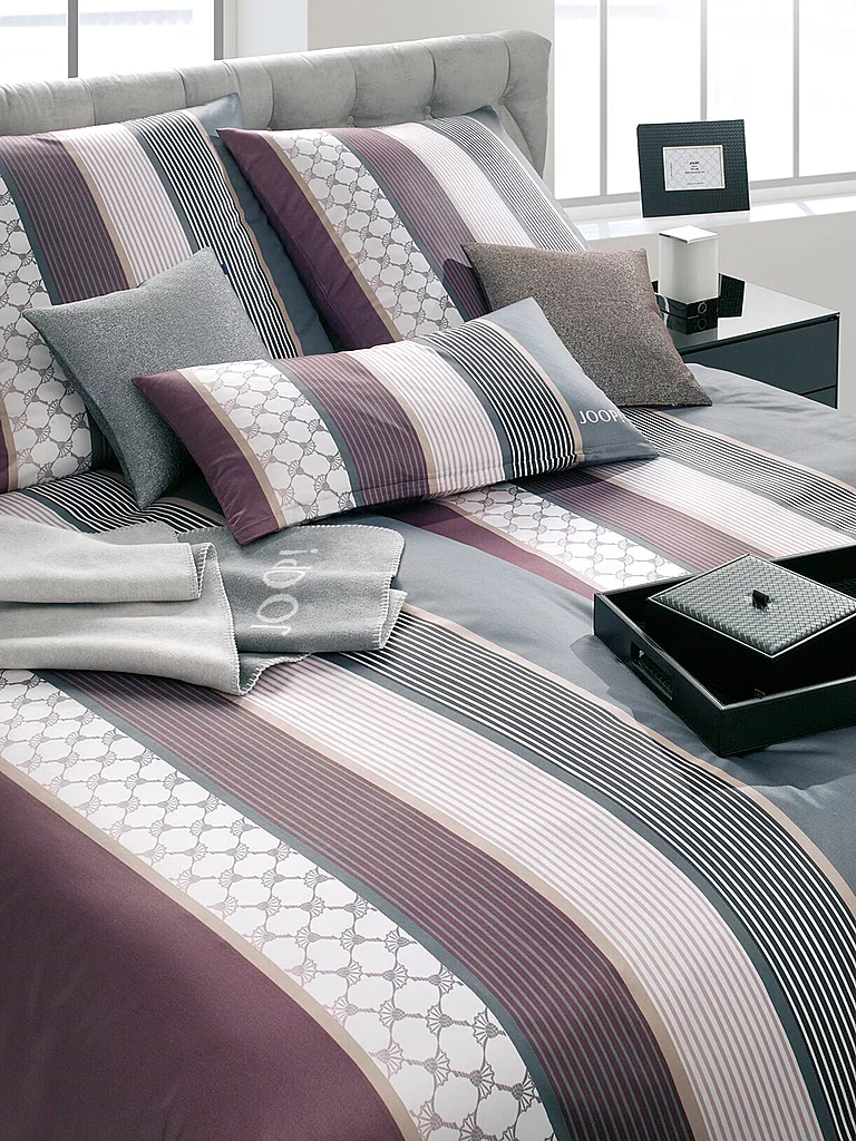 JOOP Ropa de cama de satén Cornflower Stripes 70x90cm / 140x220cm Deep Wine baya