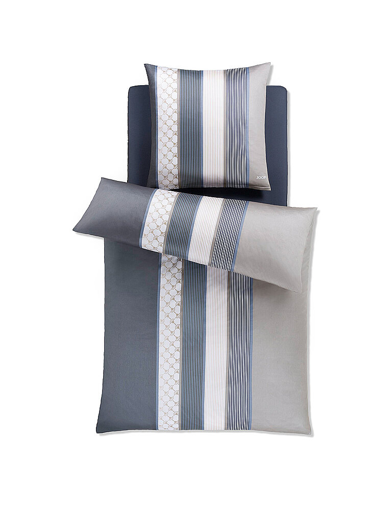 JOOP Satin Bettwäsche Cornflower Stripes 70x90cm / 140x220cm Deep Coal grau