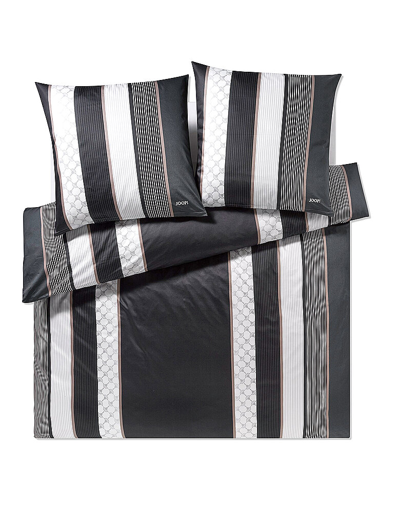 Satin Bettwäsche Cornflower Stripes 2 x 70x90cm / 200x200cm Deep Stone schwarz baby