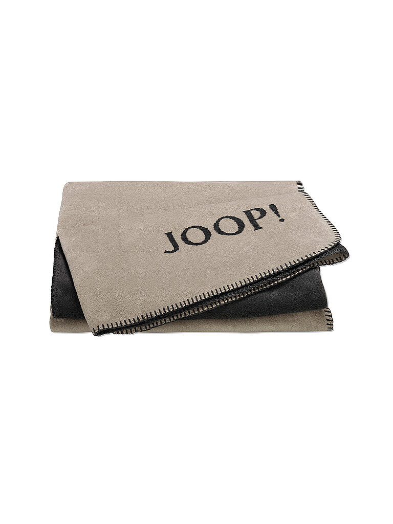 JOOP Wohndecke - Plaid 150x200cm Uni Doubleface Stein/Anthrazit grau