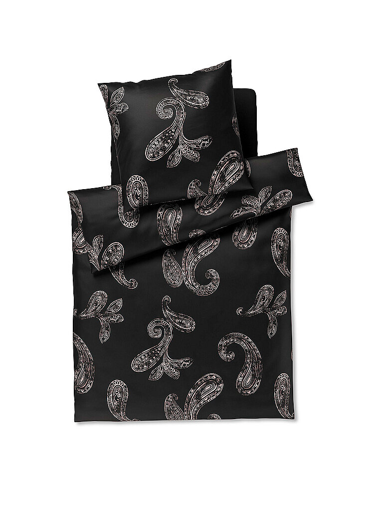 JOOP Satin Bettwäsche PAISLEY 70x90cm/140x200cm Schwarz schwarz