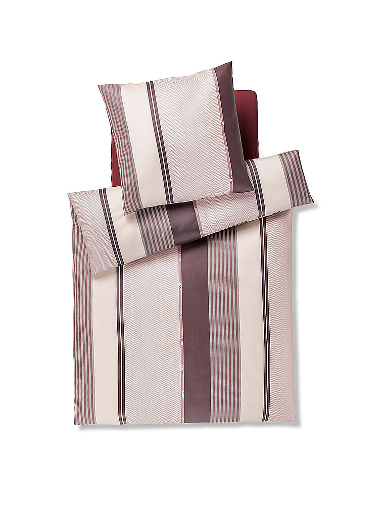JOOP Satin Bettwäsche HERRINGBONE STRIPES 70x90cm/140x200cm Rose  beere