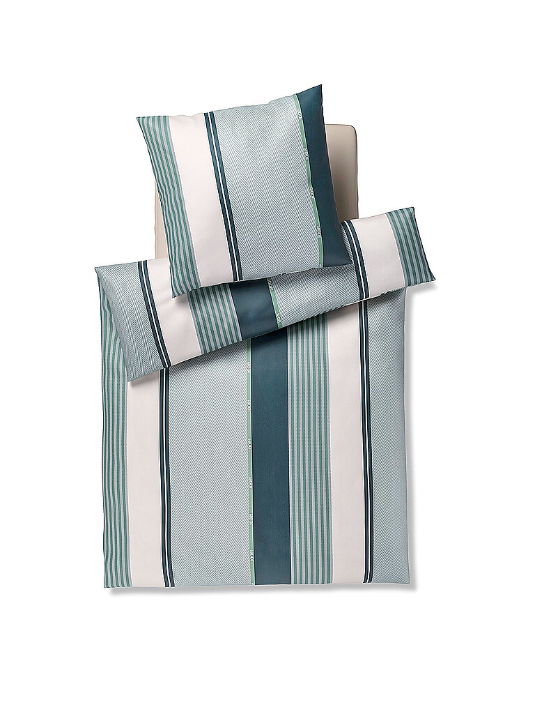 JOOP Satin Bettwäsche HERRINGBONE STRIPES 70x90cm/140x200cm Emerald dunkelgrün