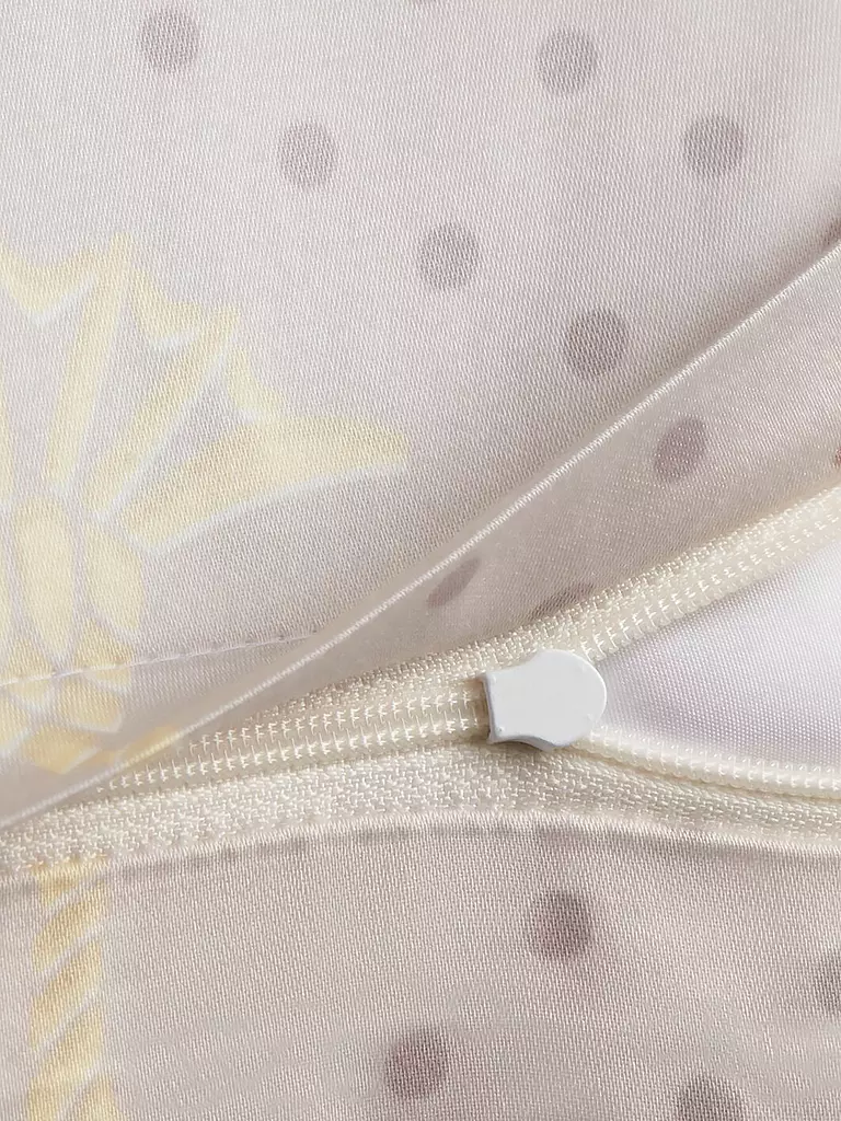 JOOP | Satin Bettwäsche CORNFLOWER CHARM 2x 70x90cm/200x200cm Vanille | hellgrau