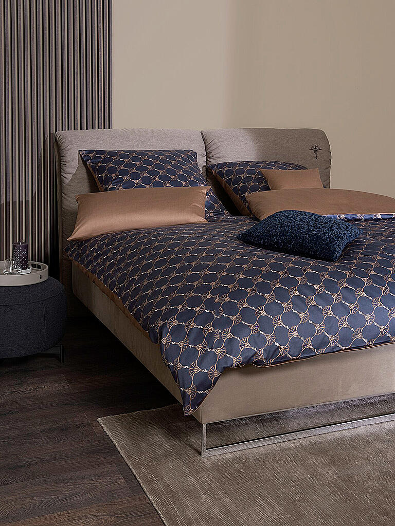 JOOP | Satin Bettwäsche Cornflower Double 2x 70x90cm / 200x200cm Dunkelblau | dunkelblau