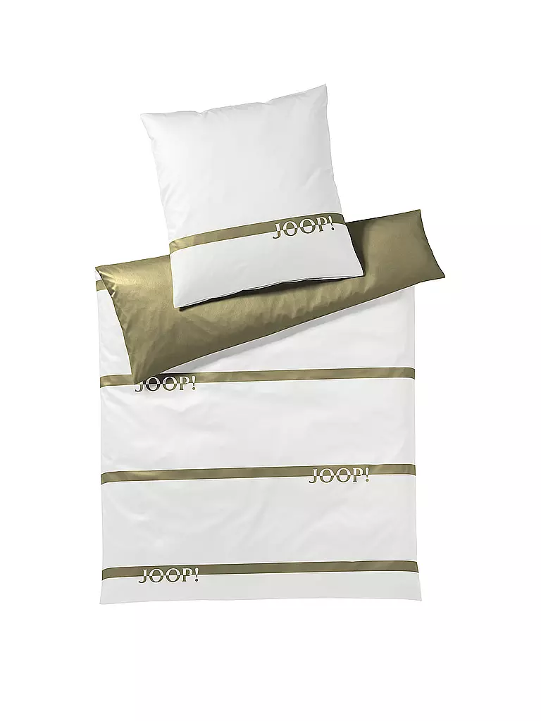 JOOP | Satin Bettwäsche Logo Stripes 70x90cm / 140x200cm Olive | olive