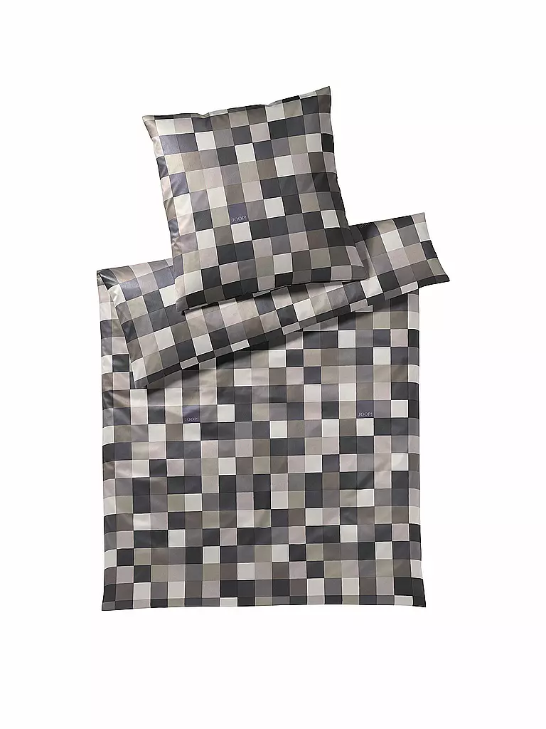 JOOP | Satin Bettwäsche Mosaik 70x90cm / 140x220cm  | grau