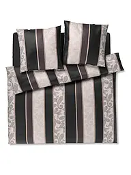 JOOP | Satin Bettwäsche PAISLEY STRIPES 2x70x90cm/140x200cm Schwarz | schwarz