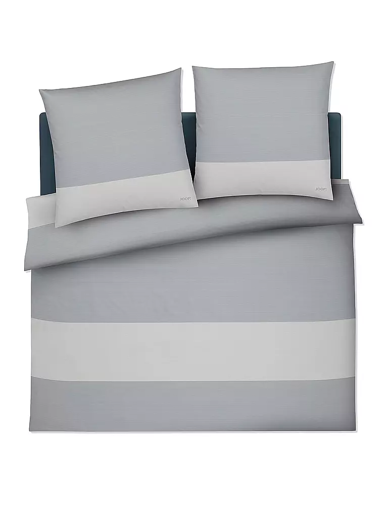 JOOP | Satin Bettwäsche SPLIT 2x 70x90cm / 200x200cm Stone  | hellgrau