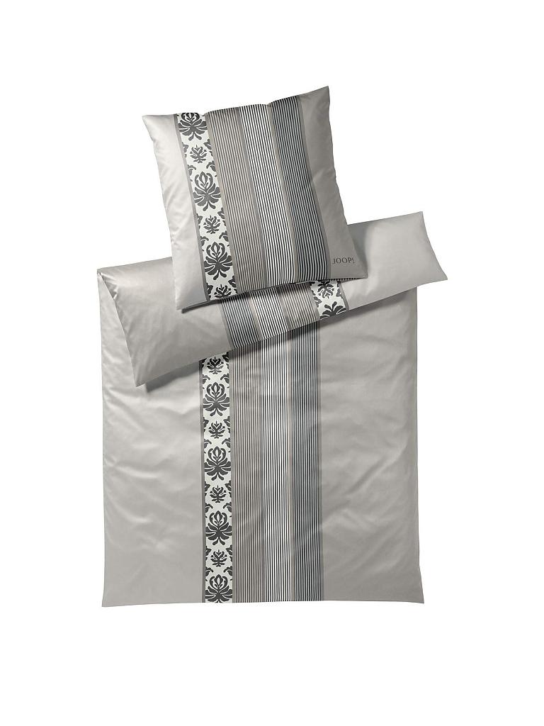 JOOP | Satin-Bettwäsche "Ornament Stripe" 70x90cm / 140x200cm (Graphit) | grau