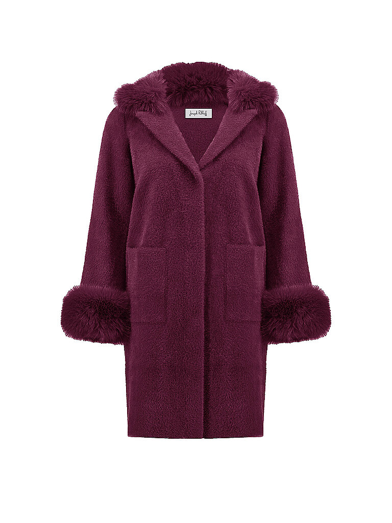 Mantel in Felloptik dunkelrot XXL damen