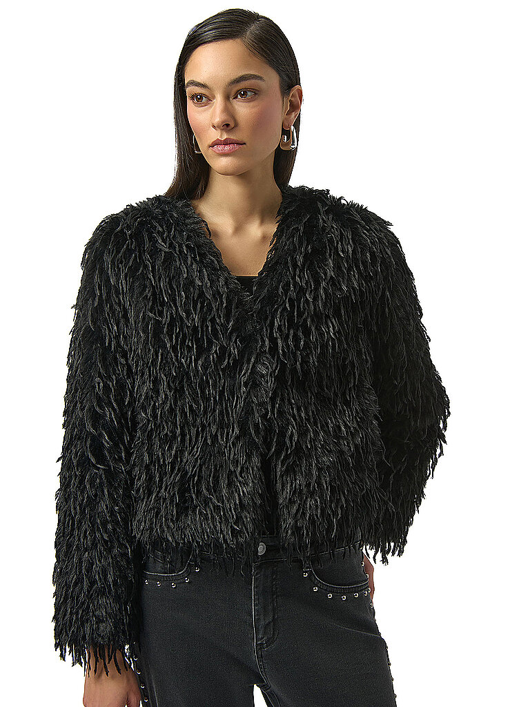 Jacke in Felloptik schwarz S damen