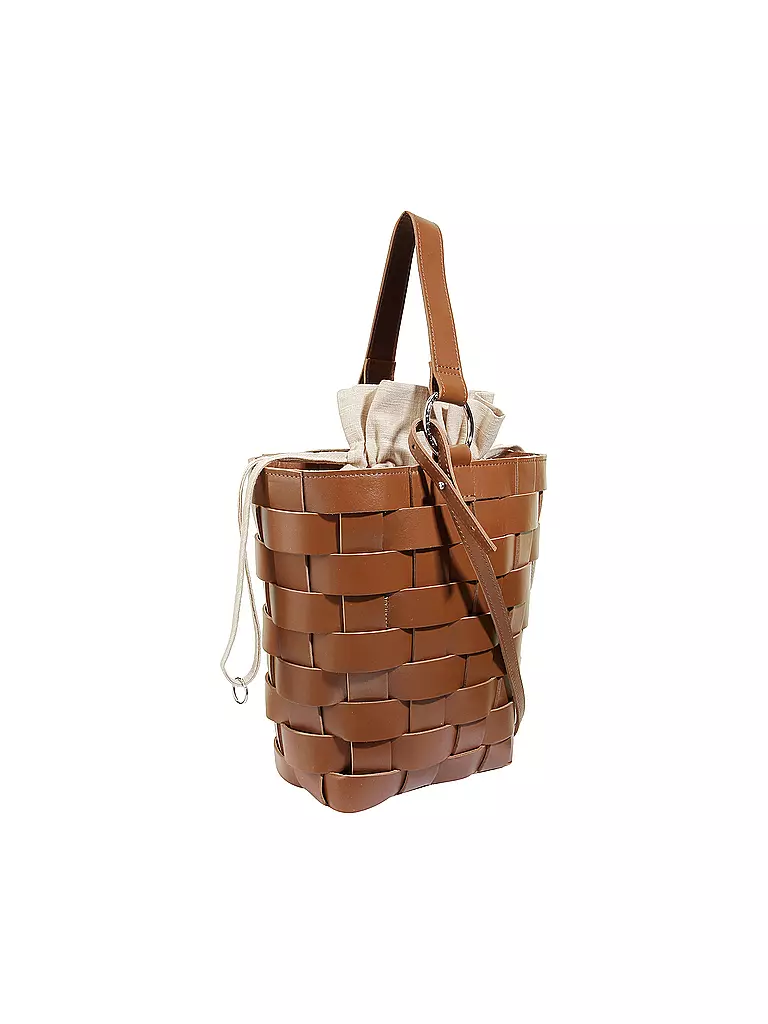 JULIA SKERGETH | Ledertasche - Bucket Bag THE GRANDE SQUARE WEAVER | braun