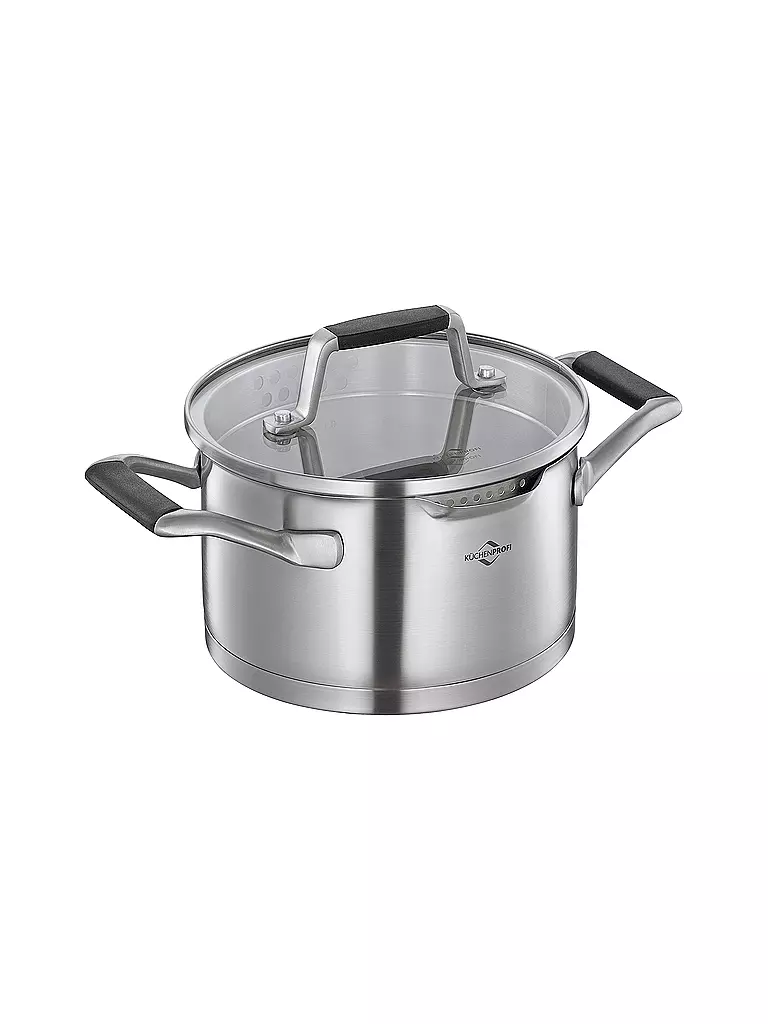 KÜCHENPROFI | Kochtopf  16cm/1,7l BOLOGNA Edelstahl/Schwarz | silber