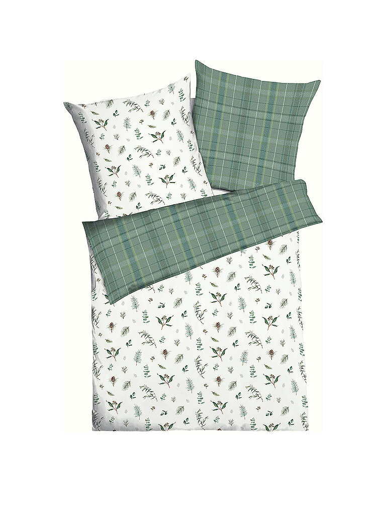 KAEPPEL Flanell Bettwäsche WINTER GREENS 70x90cm/140x200cm Gruen dunkelgrün
