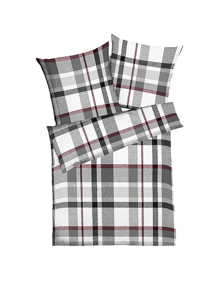 KAEPPEL Flanell Bettwäsche MADRAS KARO 70x90cm/140x200cm Rubin dunkelrot