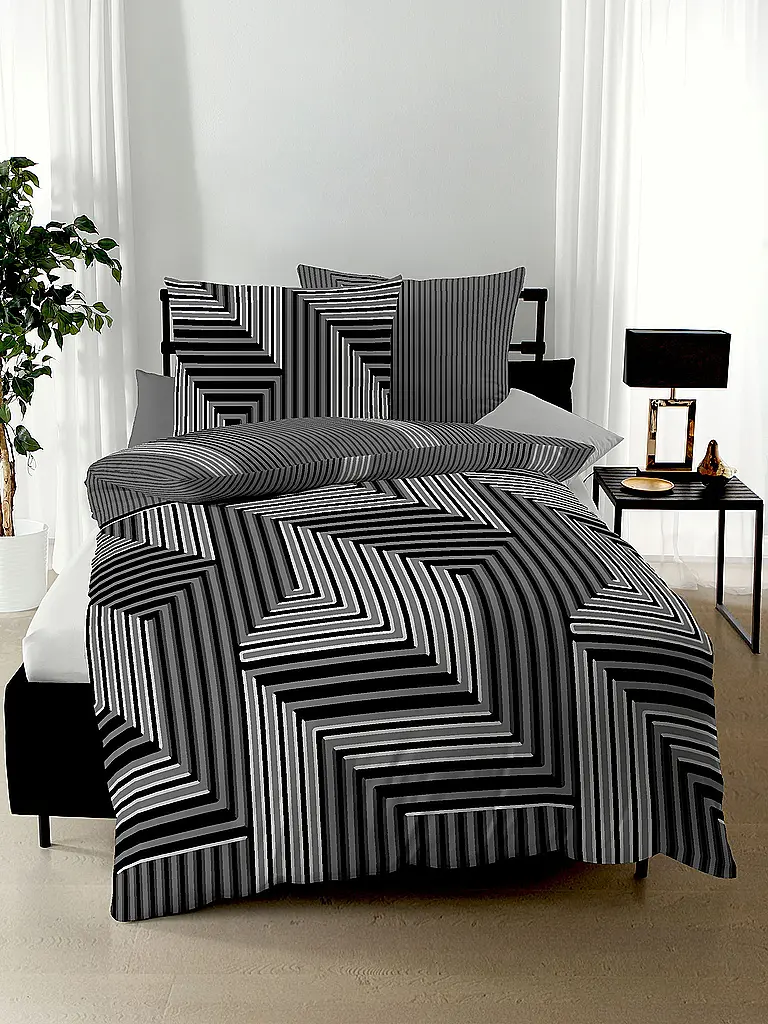KAEPPEL | Flanell Bettwäsche 70x90cm/140x200cm ESCAPE Schwarz | Schwarz
