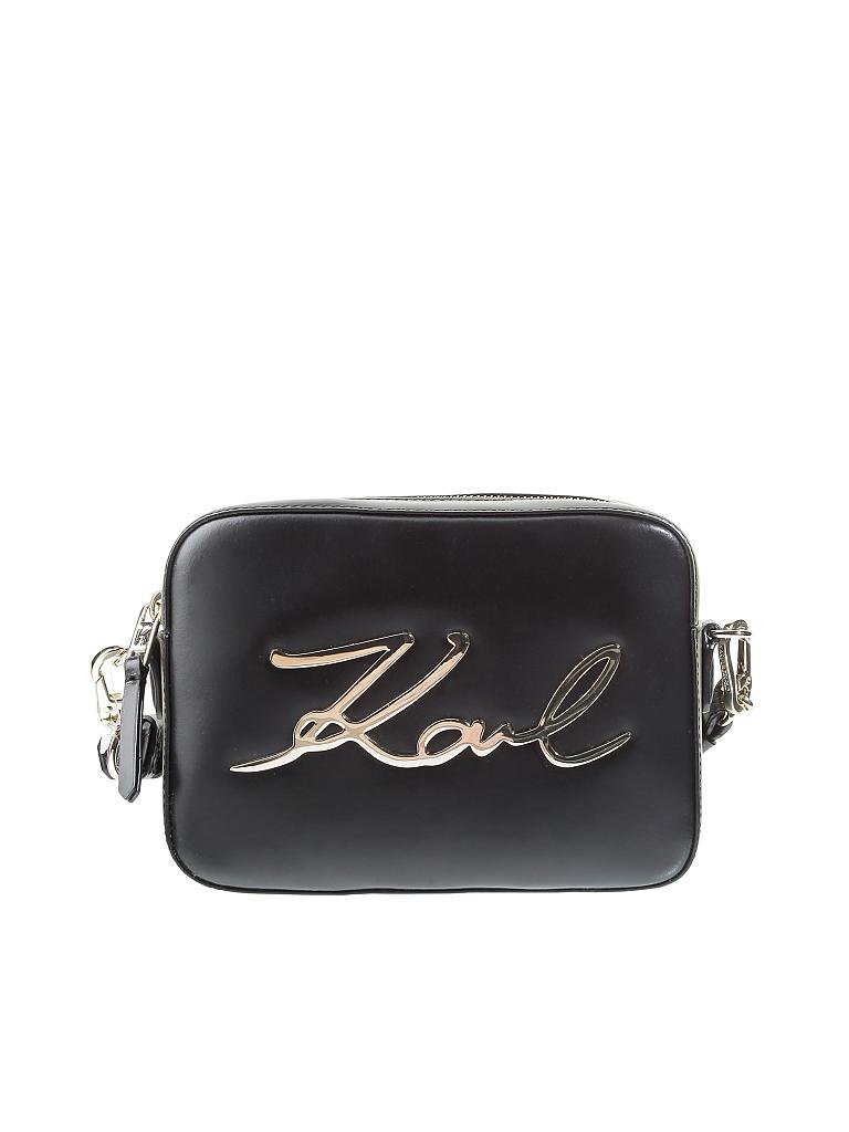 KARL LAGERFELD | Ledertasche - Crossbody "Signature" | schwarz