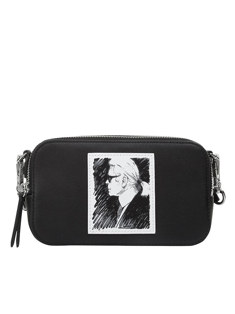 KARL LAGERFELD | Ledertasche - Umhängetasche "Karl Legend" | schwarz