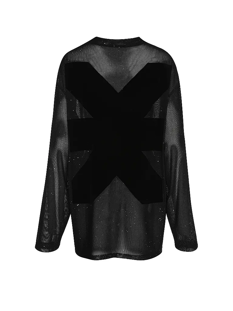 KARO KAUER | Langarmshirt MESH SPARKLE | Schwarz
