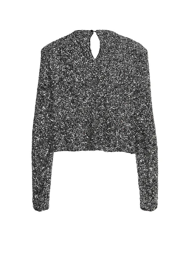 KARO KAUER | Langarmshirt SEQUINS SILVER | Silber
