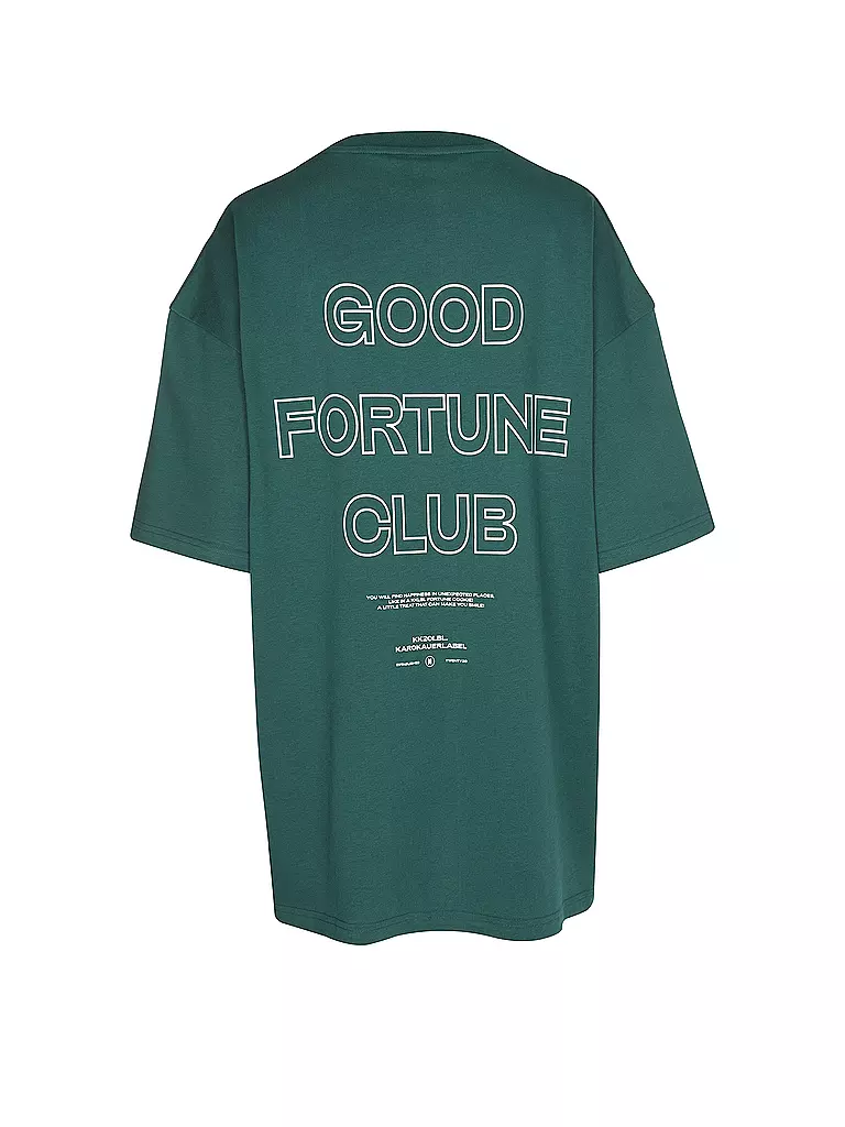 KARO KAUER | T-Shirt Oversized Fit GOOD FORTUNE | dunkelgrün