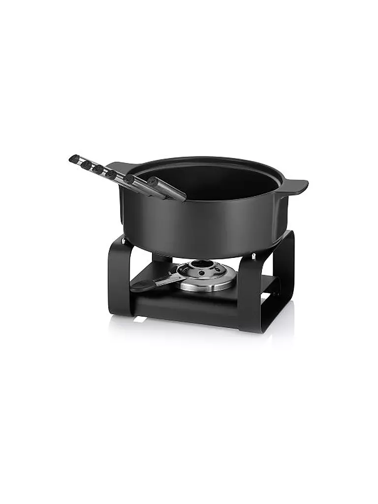 KELA | Käsefondue-Set 9tlg. ROMAN Keramik Schwarz | schwarz