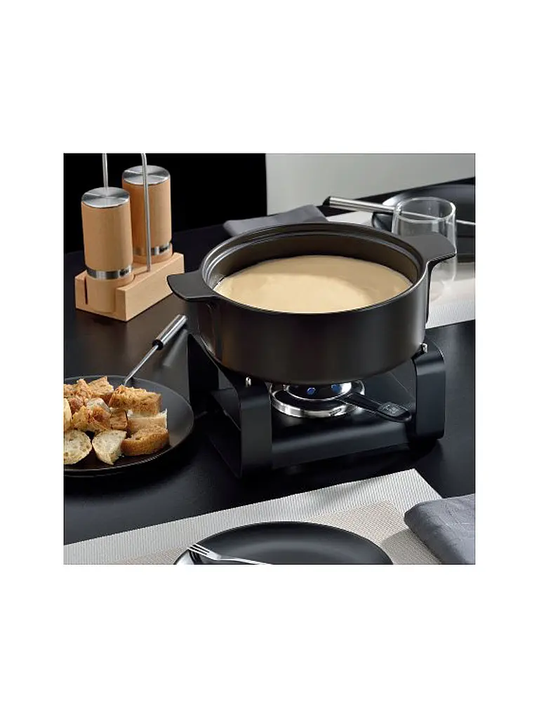 KELA | Käsefondue-Set 9tlg. ROMAN Keramik Schwarz | 