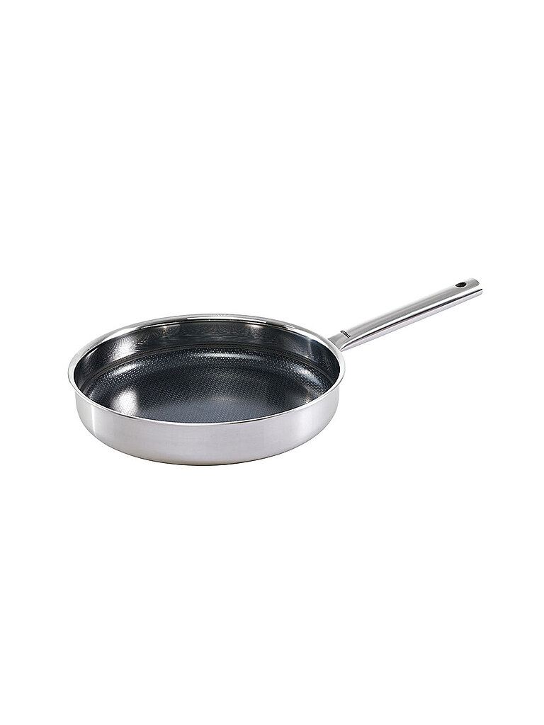 KELOMAT Poêle 24cm PRIME en acier inoxydable avec structure alvéolaire argent