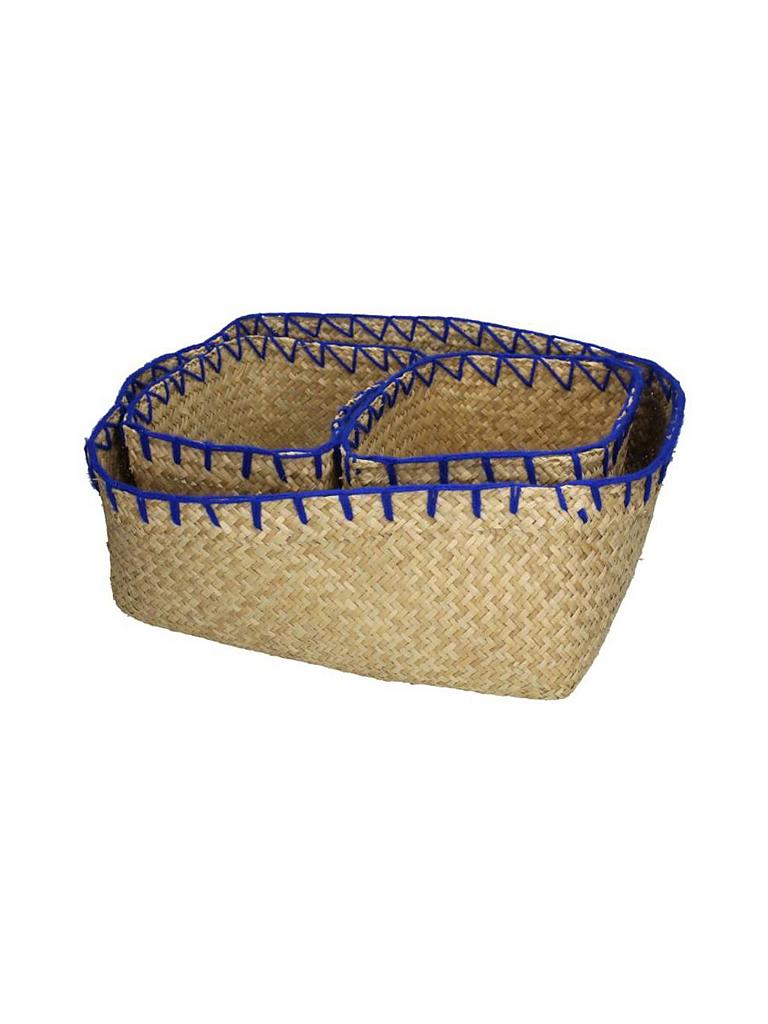 KERSTEN | Korb-Set 3-tlg. "Seagrass" (Natural/Blau) | beige