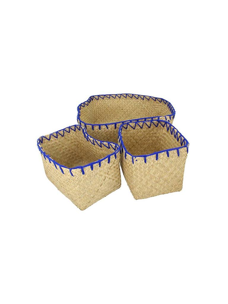 KERSTEN | Korb-Set 3-tlg. "Seagrass" (Natural/Blau) | beige