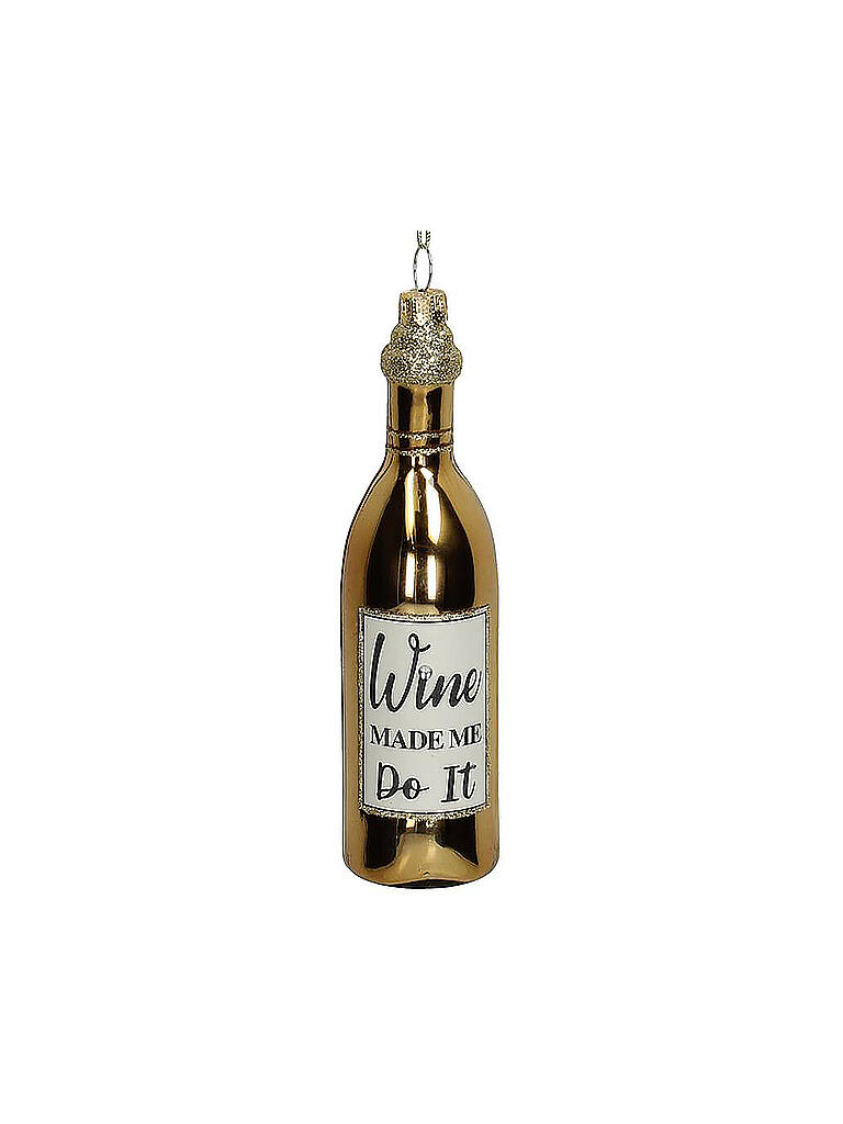 KERSTEN | Weihnachtsschmuck  Wein Flasche 15cm | gold
