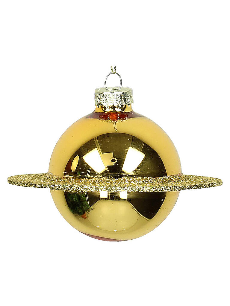 KERSTEN | Weihnachtsschmuck Weihnachtskugel Planet Glas 9,,5cm | gold