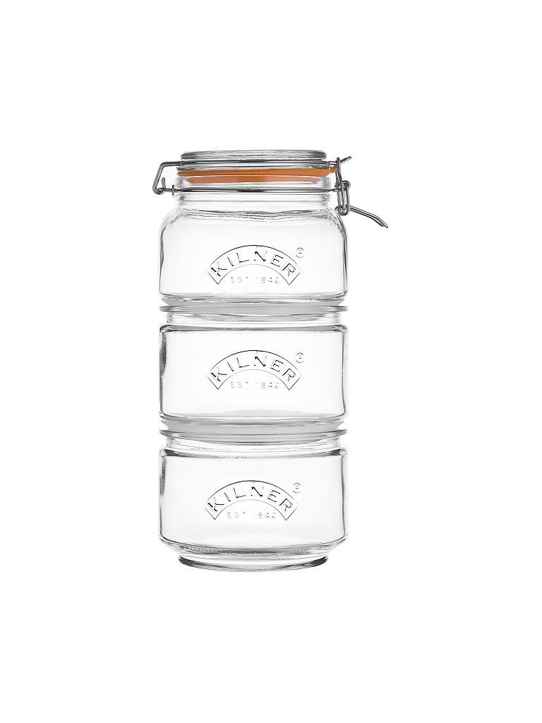 KILNER | Stapelbare Vorratsgläser 3er 0,9l | transparent