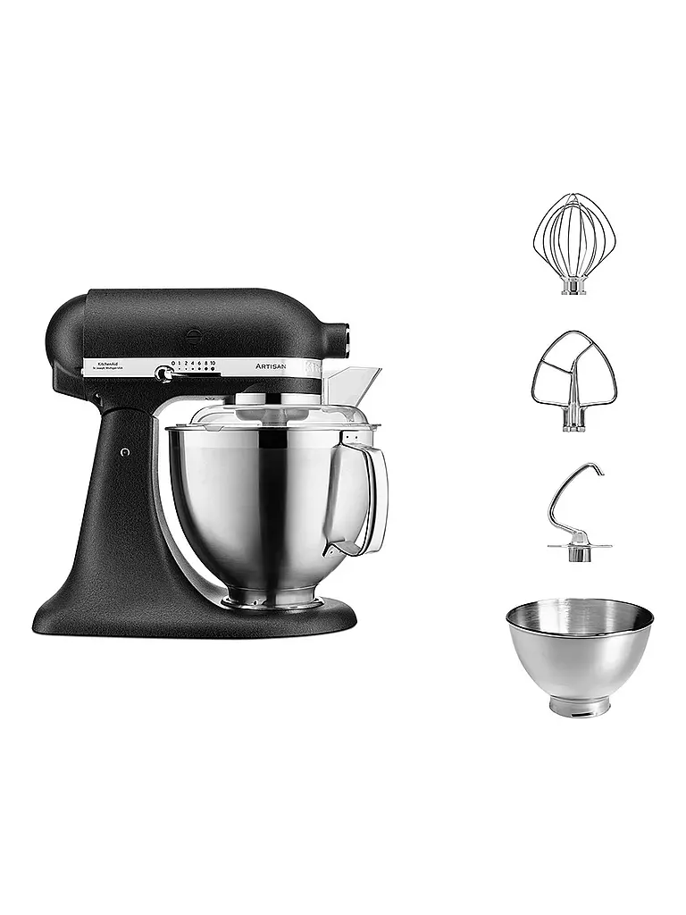 KITCHENAID | Küchenmaschine Artisan 185 4,8l 300 Watt 5KSM185PSEBK (Gusseisen Schwarz) | schwarz