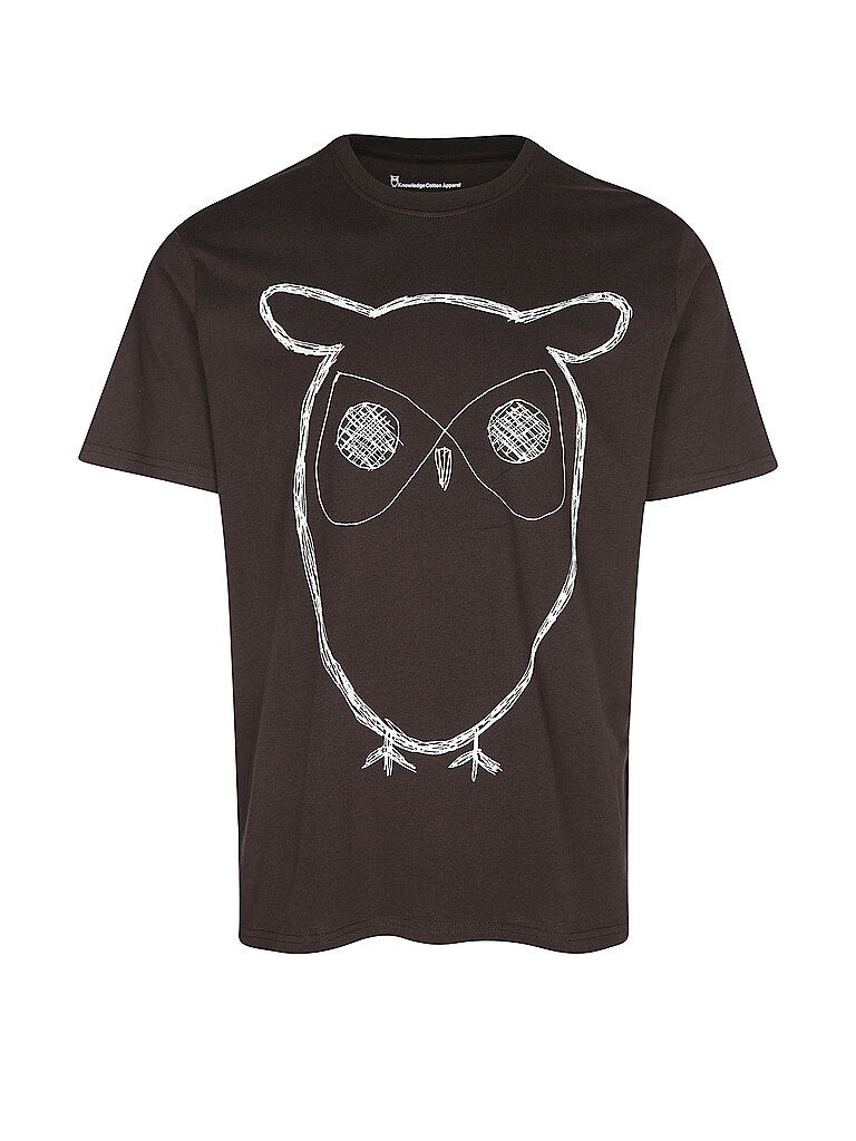 KNOWLEDGE COTTON APPAREL T-Shirt BIG OWL braun | XL