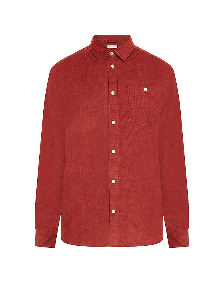 KNOWLEDGE COTTON APPAREL Cordhemd Regular Fit dunkelrot | M