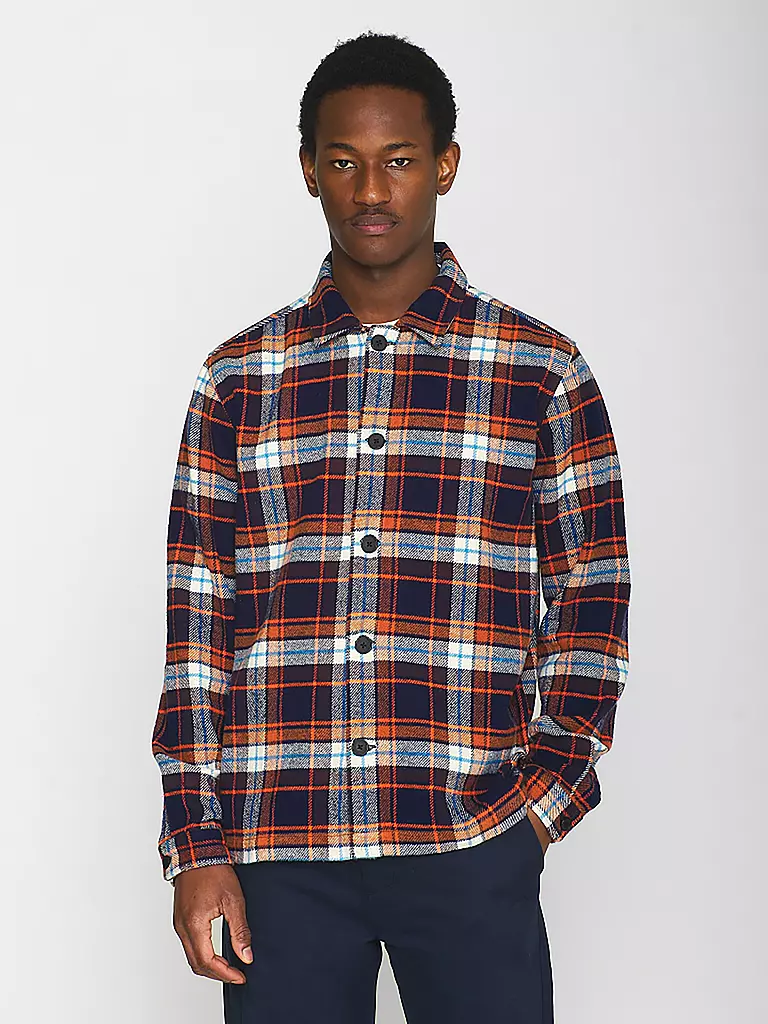 KNOWLEDGE COTTON APPAREL | Flanell Overshirt Regular Fit | orange