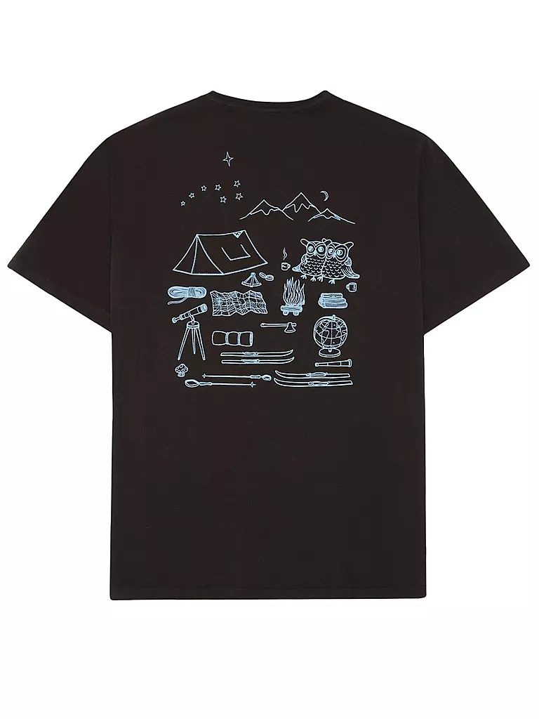 KNOWLEDGE COTTON APPAREL | T-Shirt BACKPRINT CAMP LIFE | braun