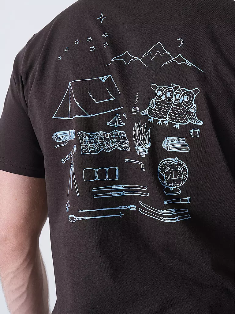 KNOWLEDGE COTTON APPAREL | T-Shirt BACKPRINT CAMP LIFE | braun