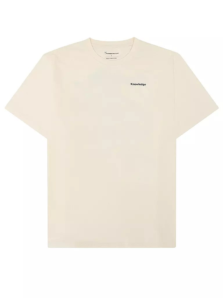 KNOWLEDGE COTTON APPAREL | T-Shirt BACKPRINT MOUNTAIN | creme